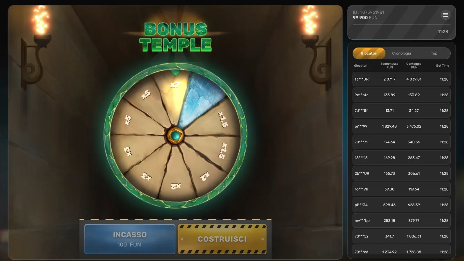 Ruota bonus del Temple Floor di Tower Rush